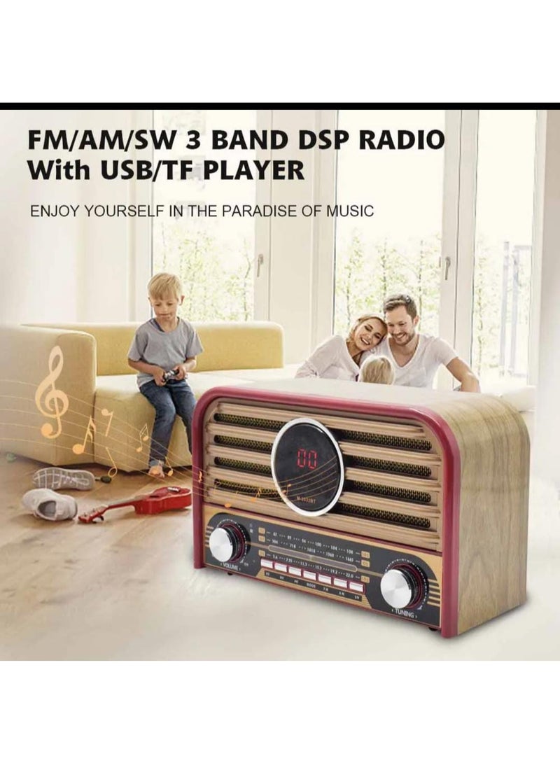 Classic design radio, USB TF card input, and Bluetooth music player connectivity. - Image 3