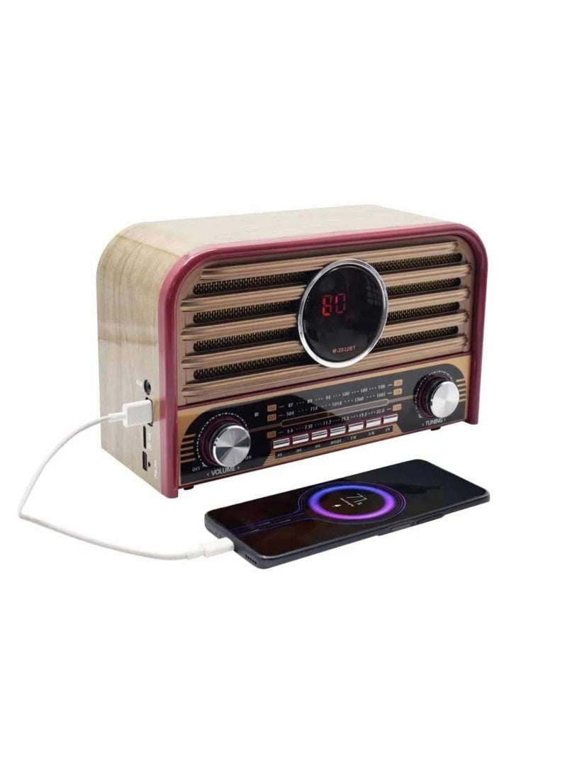 Classic design radio, USB TF card input, and Bluetooth music player connectivity. - Image 2