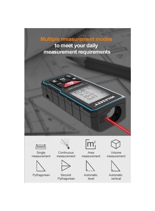 MILESEEY X6 Laser Rangefinder 60M Smart Digital Distance Meter with LCD Display, High Precision Laser Measuring Device for Home Renovation, Interior Design, Construction, Real Estate, Surveying and DIY Projects - Image 3