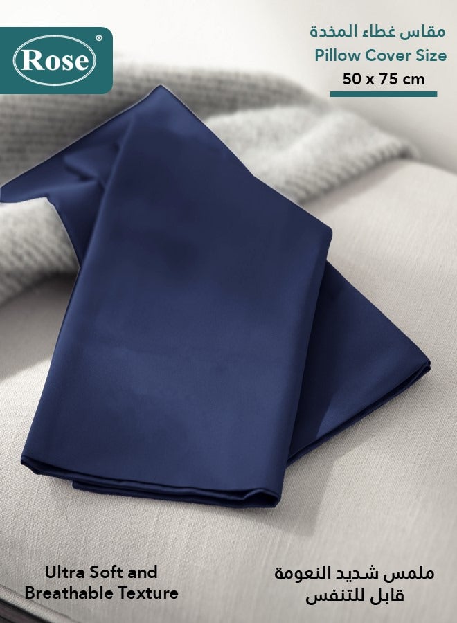 Rose Luxurious Plain Pillow Covers Set with Envelop Closure Design, Pillowcases 2-Pieces Set, Soft & Cozy Microfiber Breathable and Cooling, Standard Size 50×75 cm, Dark Blue - Image 3