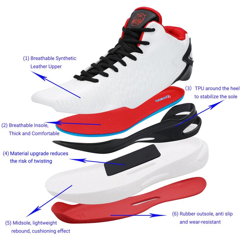 Beita Basketball Shoes for Men High Upper Sneakers Breathable Sports Shoes Anti Slip - Image 4