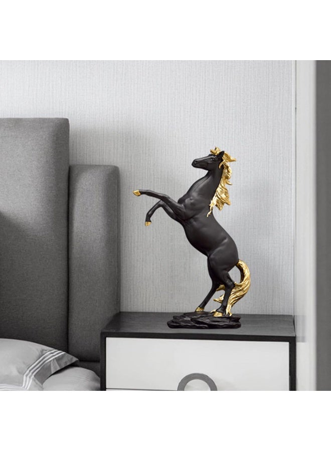 Decorhills Standing Horse Resin Statue Decor, 100% Handmade Modern Horse Sculpture Handicraft, Collectible Figurines Art Crafts Gift Office Bookshelf Display Majestic Sculpture in Captures Decor Black & Gold - Image 2