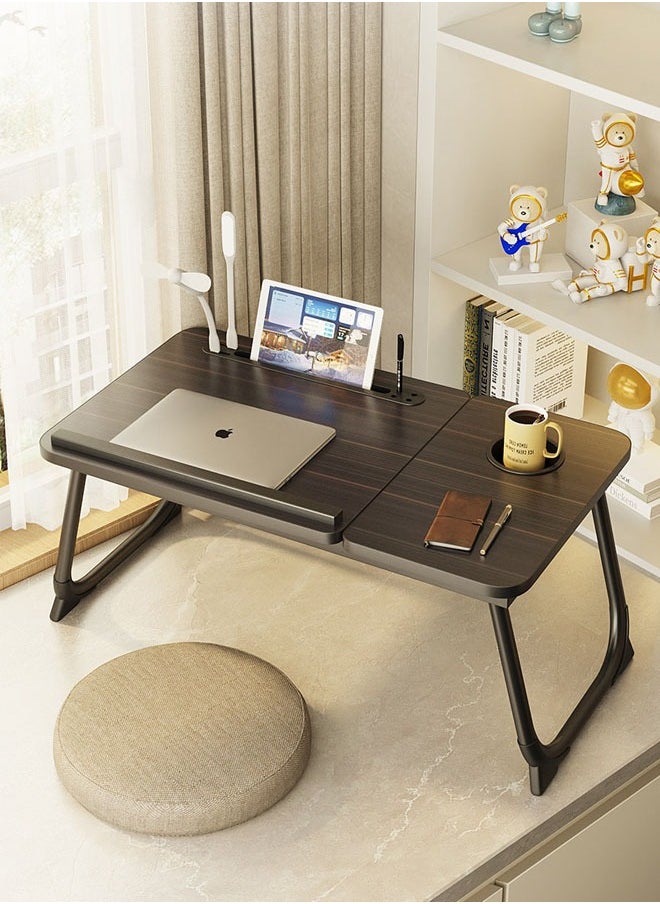 JANTENS - Laptop Bed Tray Table with USB Socket, Adjustable Folding Laptop Bed Table, Portable Standing Desk, Foldable Laptop Tablet with Cup Holder and Slot for IPAD Phone Use for Bed Sofa Floor (Black ) - Image 1