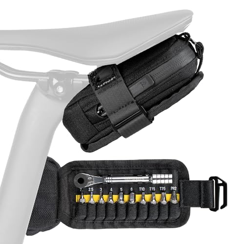 Topeak Elementa GearBag EX – Compact Under-Seat Bike Bag with Fold-Out Ratchet Tool Set, Dual Compartments, 0.3L Storage, Water-Repellent 1000D Polyester - Image 1