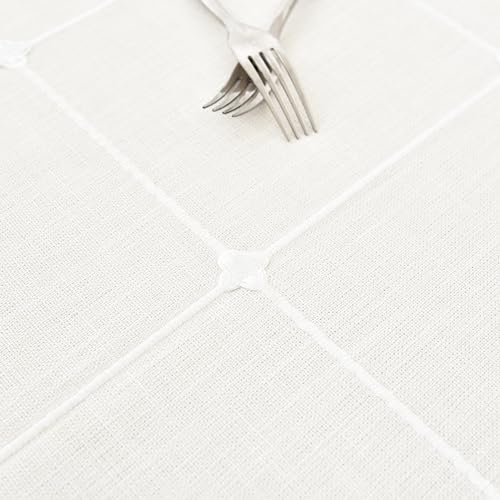 NEWISHER Farmhouse Embroidered Plaid Tablecloth Lattice Fabric Table Cloth Oval Rustic Checkered Table Cover Dining Kitchen Home Decor Party (60 x 84 inch) - Image 4