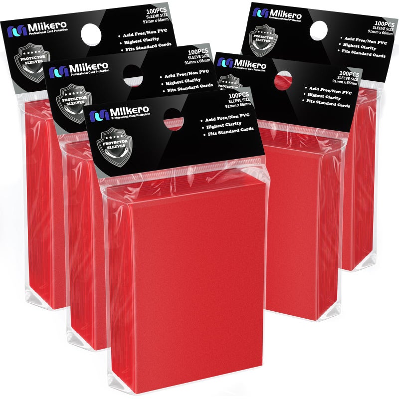Mlikero 500 Counts Red Card Sleeves Matte Sleeve Deck Card Protectors Trading Card Sleeves Fit for MTG TCG and Sports Cards Matte Red - Image 2