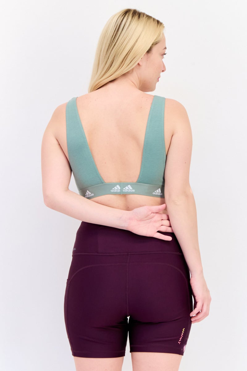 Adidas Women Non Padded Brand Logo Training Sport Bra, Mint Green  - Image 2