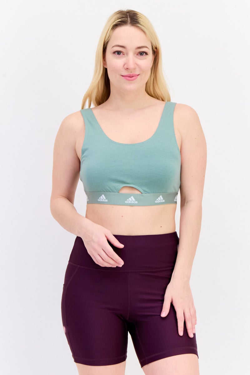 Adidas Women Non Padded Brand Logo Training Sport Bra, Mint Green  - Image 1