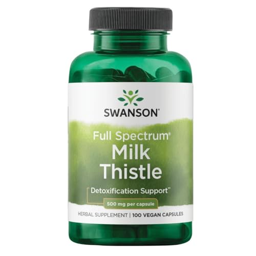 Swanson Milk Thistle Herbal Liver Support Supplement Natural Formula Helping to Maintain Overall Health Wellbeing 100 Capsules 500mg Each