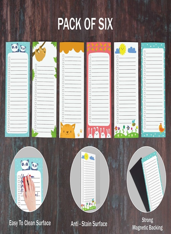Inkdotpot Pack of 6 Funny Magnetic Dry Erase List For Fridge, Wipe Clean w/NoStain, Quick Notes Shopping & Grocery List Whiteboard for Fridge, 8.75" x 3.8"(Cute Animals) - Image 5