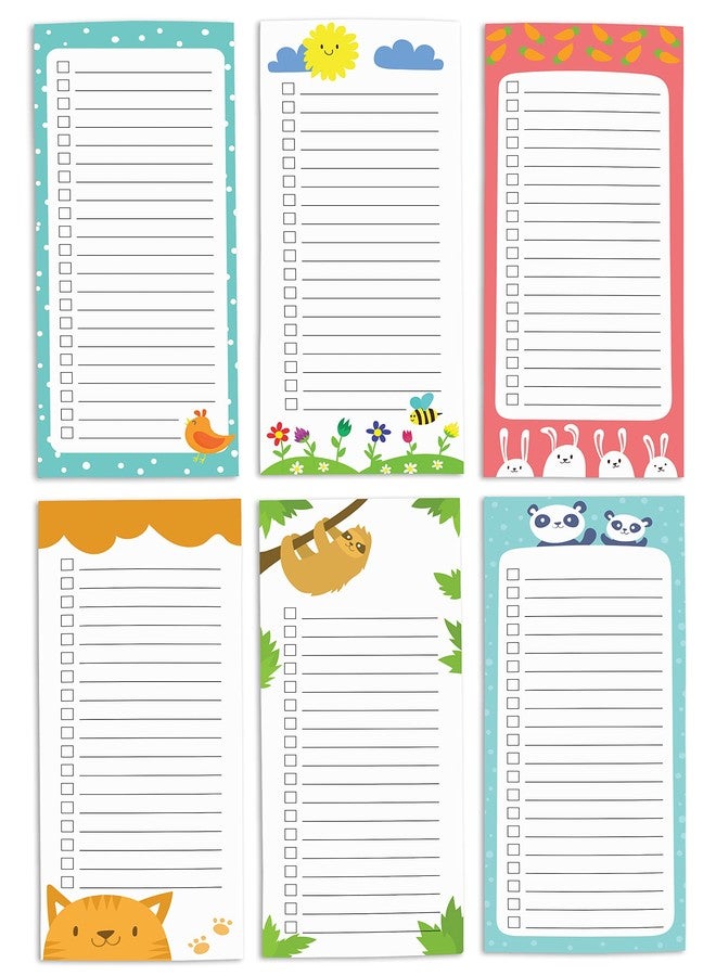 Inkdotpot Pack of 6 Funny Magnetic Dry Erase List For Fridge, Wipe Clean w/NoStain, Quick Notes Shopping & Grocery List Whiteboard for Fridge, 8.75" x 3.8"(Cute Animals) - Image 1
