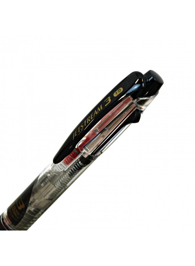 uni Ballpoint Pen Jetstream 3 Color Black, Red, Blue Ink 1.0mm, Transparent (SXE340010.T) - Image 3