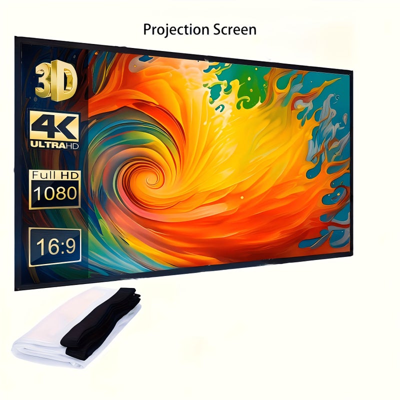 72 Inch Portable Projection Screen HD Foldable For Home Theater Indoor Outdoor - Image 3