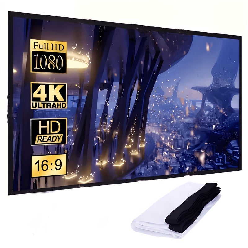 72 Inch Portable Projection Screen HD Foldable For Home Theater Indoor Outdoor - Image 4