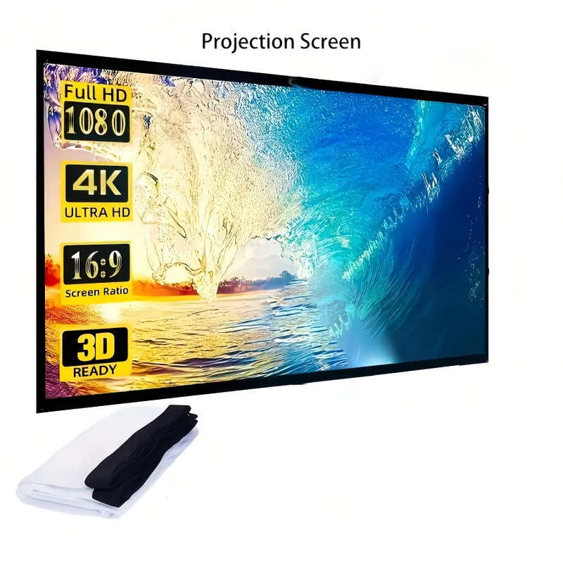 72 Inch Portable Projection Screen HD Foldable For Home Theater Indoor Outdoor - Image 2