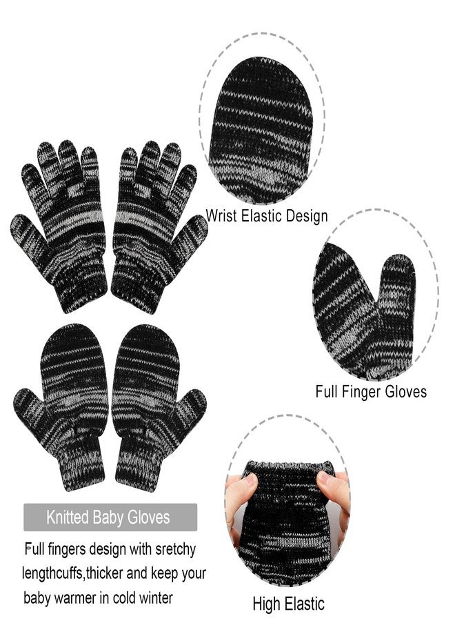 Hicdaw Kids Winter Hats Gloves Scarf Set Kids Mittens Double Pompom Cap Fleece Lined Toddler Beanie Hat for Boy Girl, Color E - Image 5