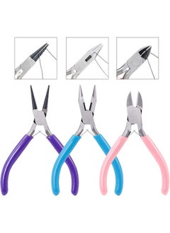 SHOWAY 3pcs Jewelry Pliers Wire Cutter Pliers Needle Nose Pliers for Home Jewellery Making Wire Wrapping DIY Crafts  - Image 1