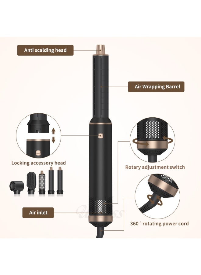 5-in-1 Hot Air Styler & Hair Dryer Brush Set, Professional Ion Hair Straightener & Curler with Auto-Air Absorption, 30.5mm Curling Barrels, Volumizing Brush for All Hair Types, Ideal Gift - Image 5