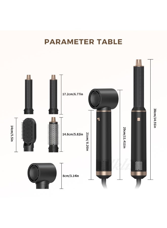 5-in-1 Hot Air Styler & Hair Dryer Brush Set, Professional Ion Hair Straightener & Curler with Auto-Air Absorption, 30.5mm Curling Barrels, Volumizing Brush for All Hair Types, Ideal Gift - Image 4