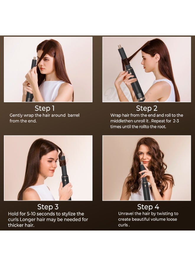 5-in-1 Hot Air Styler & Hair Dryer Brush Set, Professional Ion Hair Straightener & Curler with Auto-Air Absorption, 30.5mm Curling Barrels, Volumizing Brush for All Hair Types, Ideal Gift - Image 3