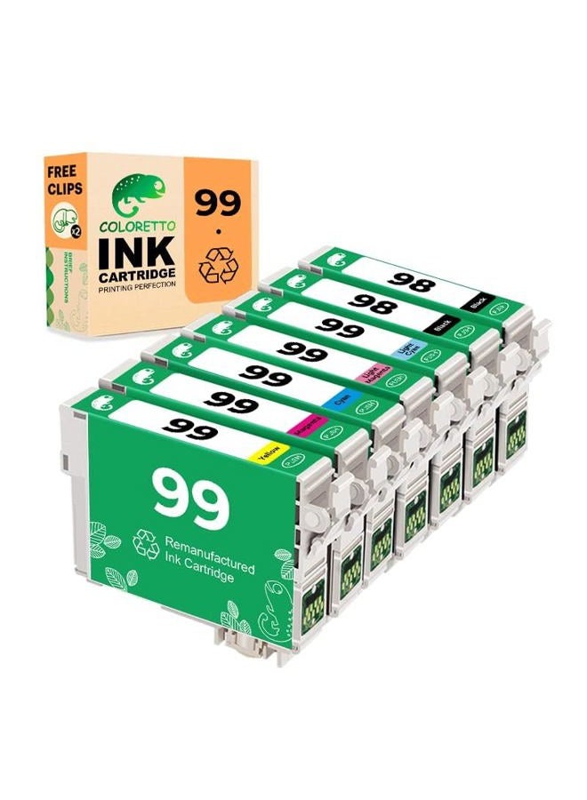 Coloretto Remanufactured Printer Ink Cartridge Replacement for Epson 99 T099 to use with Artisan 700,710,730,800,810,835,837 (2Black,1 Cyan,1 Magenta,1 Yellow,1 Light Cyan,1 Light Magenta)combo pack - Image 2