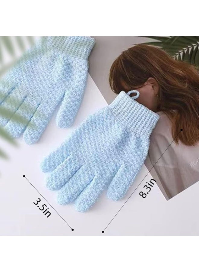 Exfoliating Bath Gloves, Body Scrub Exfoliator, Scrub Gloves, Dead Skin Remover, for Shower, Spa, Body Scrub and Full Body Massage, Bath Glove with Hanging Loop, 2Pcs Blue, 2Pcs Pink - Image 2