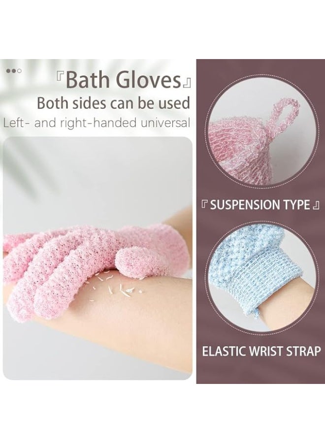 Exfoliating Bath Gloves, Body Scrub Exfoliator, Scrub Gloves, Dead Skin Remover, for Shower, Spa, Body Scrub and Full Body Massage, Bath Glove with Hanging Loop, 2Pcs Blue, 2Pcs Pink - Image 5