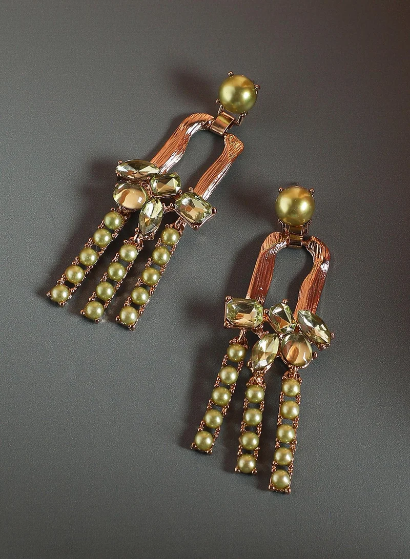 SOHI Contemporary Stone Studded Artificial Drop Earring Jewellery