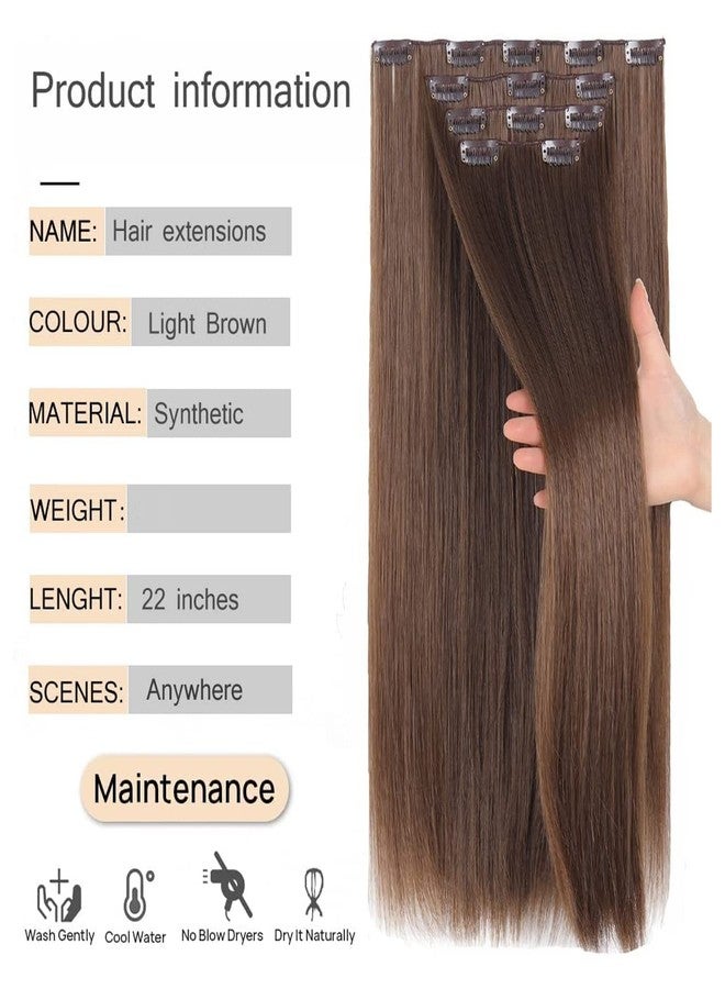 برافراجيا شعر مستعار كامل الرأس من برافراجيا للنساء، 22 بوصة، شعر صناعي طبيعي مستقيم بني فاتح مع 5 مشابك، شعر مستعار رخيص ورقيق وغير متشابك للنساء والفتيات - (10#-مستقيم) - Image 2