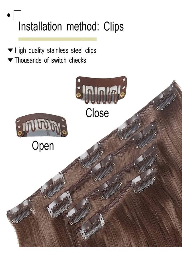 برافراجيا شعر مستعار كامل الرأس من برافراجيا للنساء، 22 بوصة، شعر صناعي طبيعي مستقيم بني فاتح مع 5 مشابك، شعر مستعار رخيص ورقيق وغير متشابك للنساء والفتيات - (10#-مستقيم) - Image 4