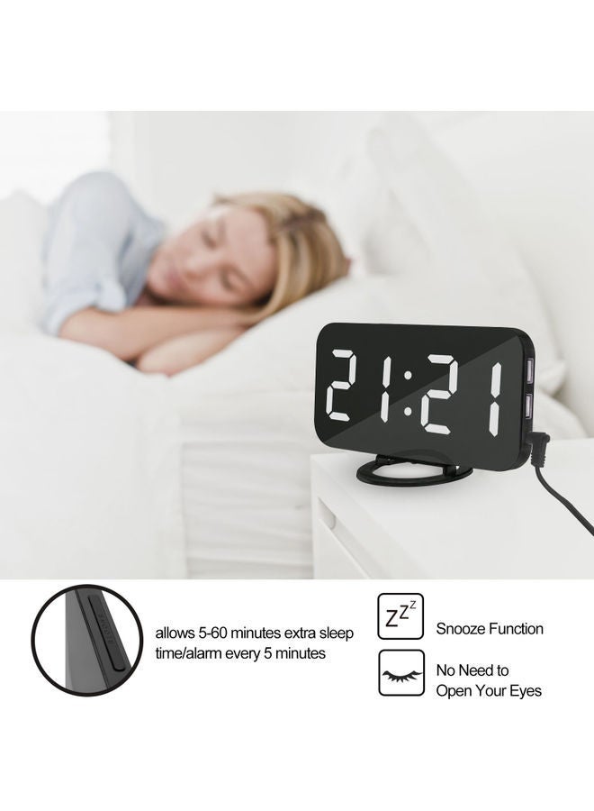NIBEMINENT Digital LED Display Alarm Clock White/Black 15.80x1.30x7.70cm - Image 3