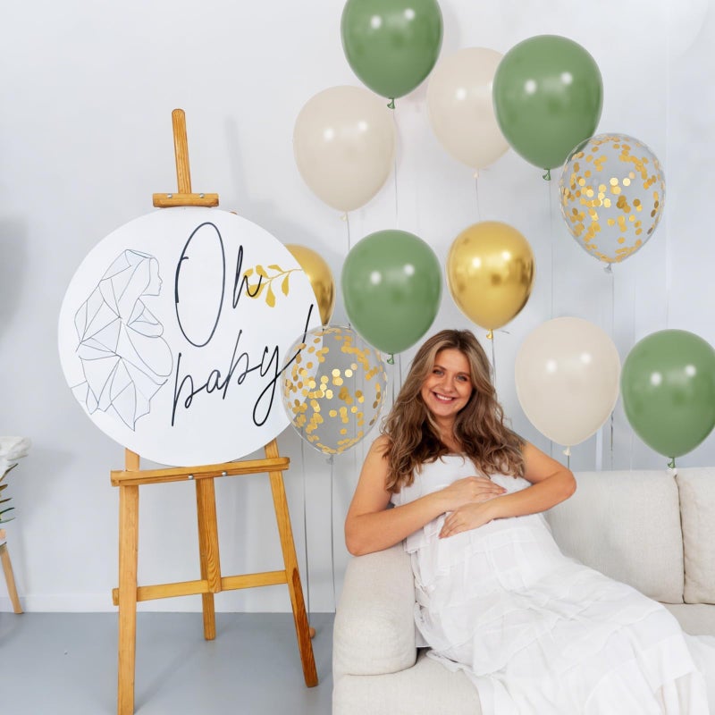 KUULBELA 68Pcs Balloons Kit 12 Inch, Sage Green Balloon Sand White Metallic Gold Balloon Confetti with Ribbons, Party Balloons for Baby Bridal Shower Wedding Birthday Decorations. - Image 5