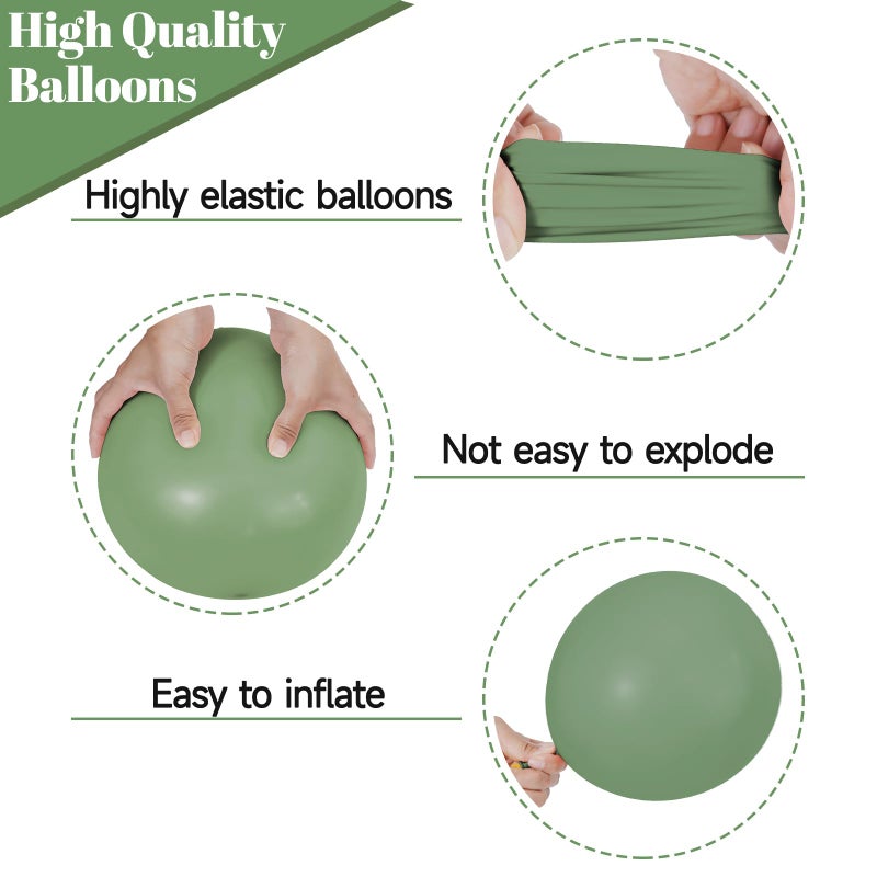 KUULBELA 68Pcs Balloons Kit 12 Inch, Sage Green Balloon Sand White Metallic Gold Balloon Confetti with Ribbons, Party Balloons for Baby Bridal Shower Wedding Birthday Decorations. - Image 3