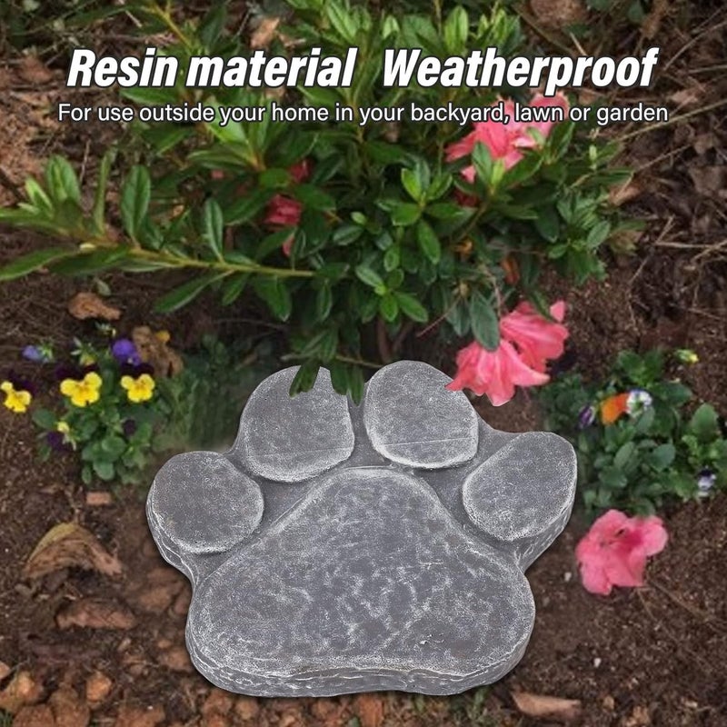 Pet Memorial Stone, Unique Shapes Dog Pawprint Memorial Stone, Weatherproof, DIY Lettering Dog Grave Marker for Outdoor Lawn Patio (Rock Grey) - Image 2
