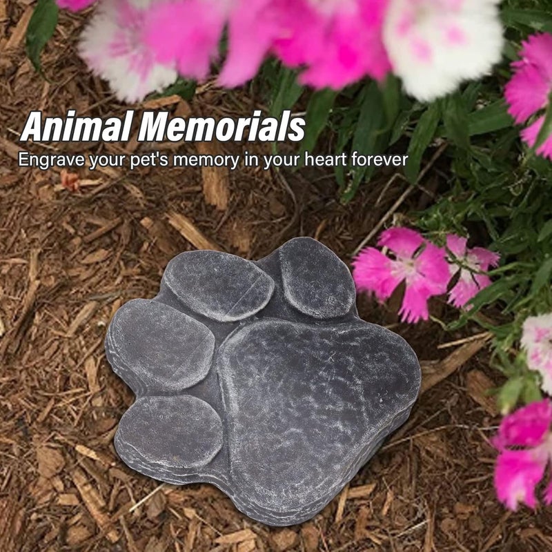 Pet Memorial Stone, Unique Shapes Dog Pawprint Memorial Stone, Weatherproof, DIY Lettering Dog Grave Marker for Outdoor Lawn Patio (Rock Grey) - Image 5