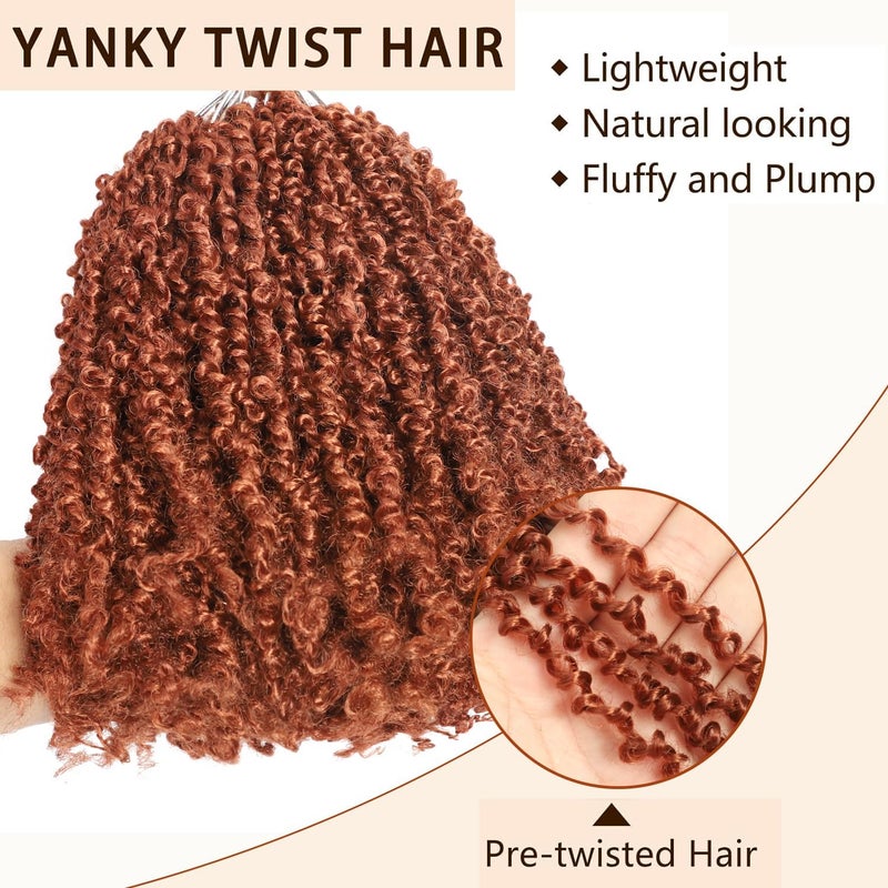 FALEMEI 10 Packs Yanky Twist Crochet Hair 12 Inch Pre-twisted Natural Black Mini Spring Twist Small Curly Senegalese Twist Braids Yankee Twist (350#(Ginger Red), 12 Inch (Pack of 10)) - Image 4