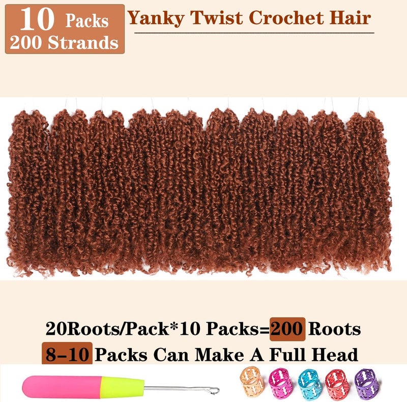 FALEMEI 10 Packs Yanky Twist Crochet Hair 12 Inch Pre-twisted Natural Black Mini Spring Twist Small Curly Senegalese Twist Braids Yankee Twist (350#(Ginger Red), 12 Inch (Pack of 10)) - Image 5