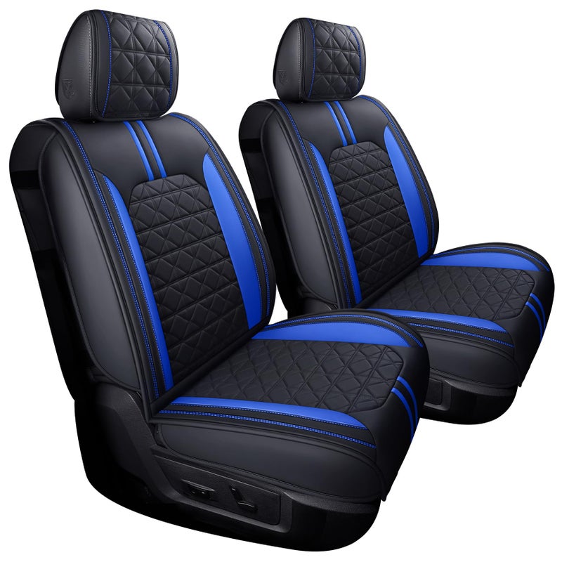 YIERTAI for Dodge RAM Seat Covers Fit 20092025 150025003500HD Pickup Crew Double Cab Quad Cab Laramie Long Horn Rebel Tradesman Waterproof Leather Seat Cover2 PCS Front onlyBlackBlue