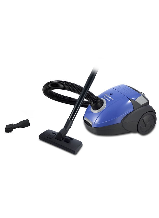 1.5L Canister Vacuum Cleaner | 1600W | Low Noise, Automatic Retractable Wire, | Washable Dust Cloth Bag & Powerful Suction | Best Performance on Carpet, Upholstery & Floors Ideal for Home & Small Spaces | SVC-9024 Black/Blue 1.5 L 1600 W SVC-9024 Black/Blue