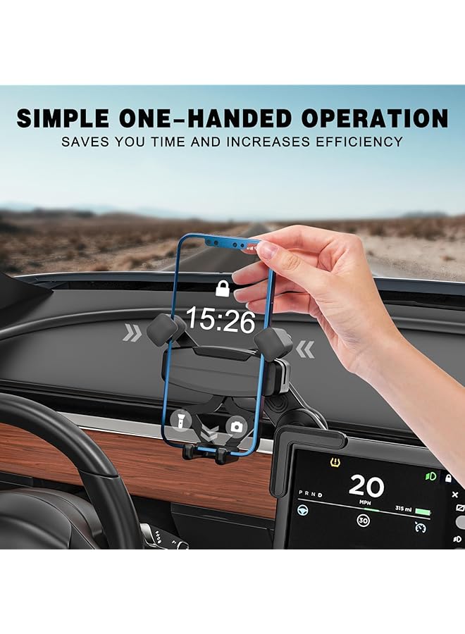 KASTWAVE Tesla Phone Mount, Car Phone Holder Compatible With Model 3/Y Phone Mount, Adjustable 360° Cell Phone Holder For Most Car Screens, Tesla 3/Y Accessories Fits For All Iphone & Android Phones - Image 2