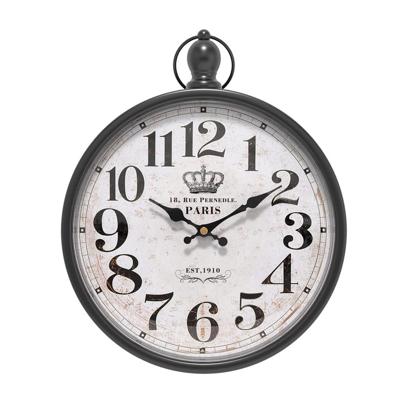 Menterry Retro Round Wall Clock Black Vintage Antique Style Decor Wall Clocks for KitchenFarmhouseBedroomBathroomOffice 118 H x 93 W