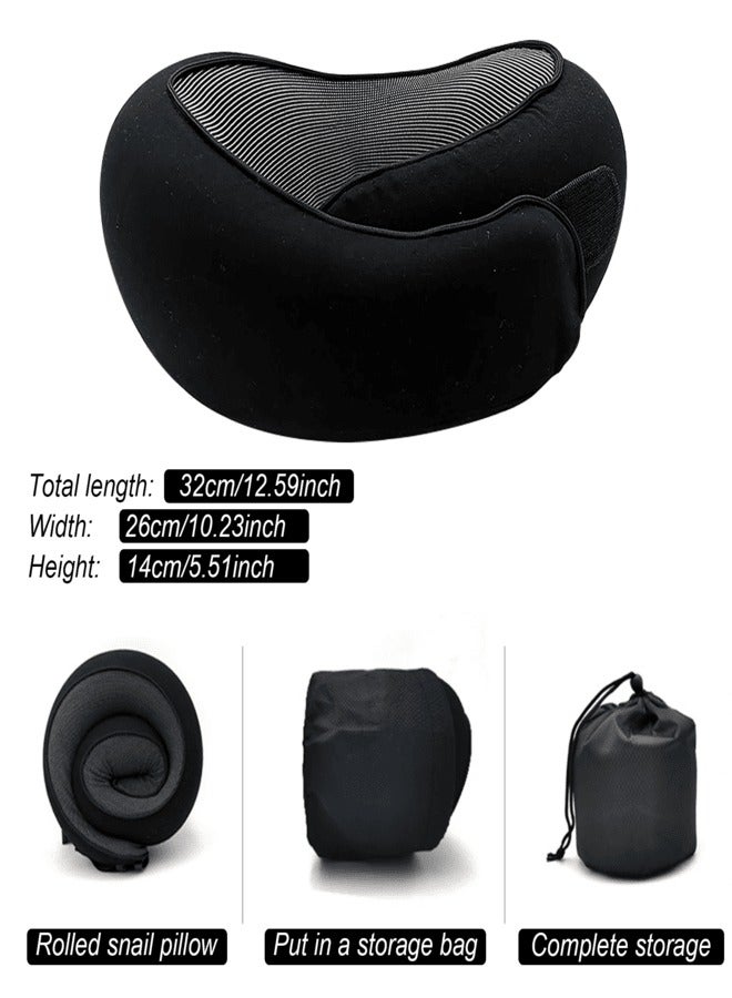 AROAQ Travel Pillow 100% Memory Foam U shaped Pillow Snail Style Portable Travel Neck Support Adjustable Soft Break Sleep Pillow  - Image 1