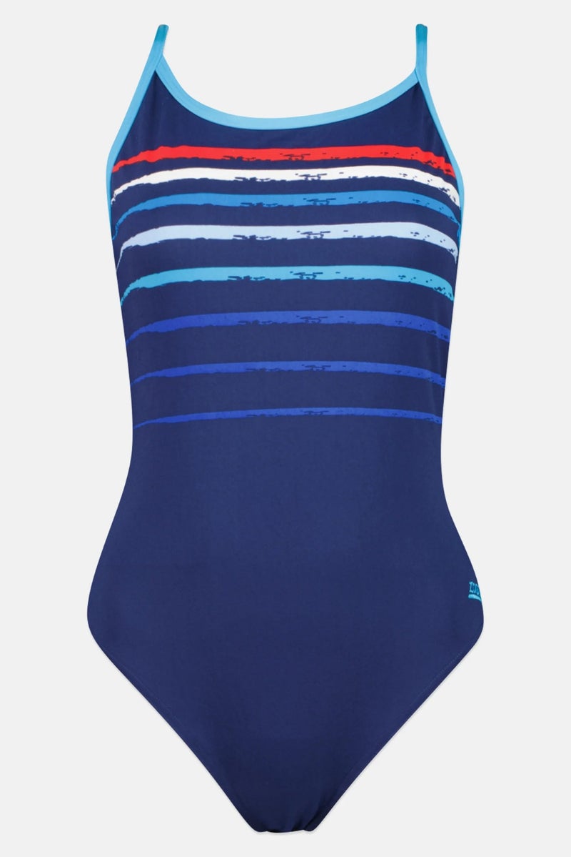 ZOGGS فستان سباحة نسائي بدون حشوة مع شعار مطرز، متعدد الألوان - Image 3