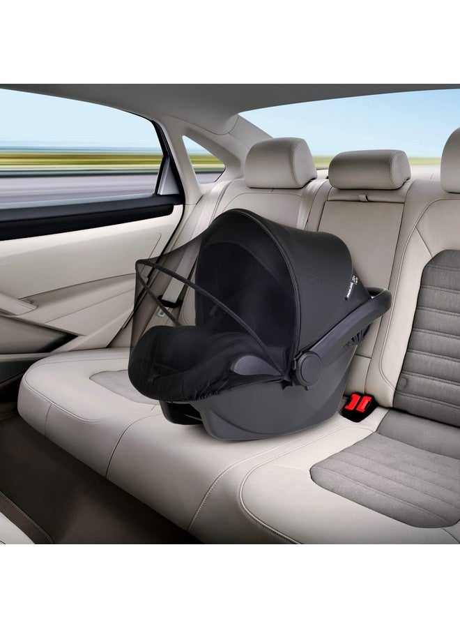 Beberoad Love Car Seat Canopy 2-in-1 Mosquito Net & Sunshade Car Seat Cover with 2-Way Zipper UV Protection (Black) - Image 5