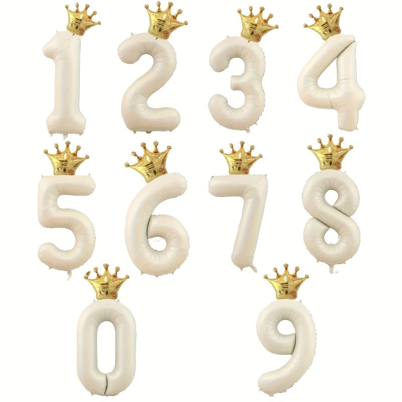 2 Pcs 7 Crown Birthday Number Balloon Set Anniversary Party Decor Photo Prop Foil - Image 1