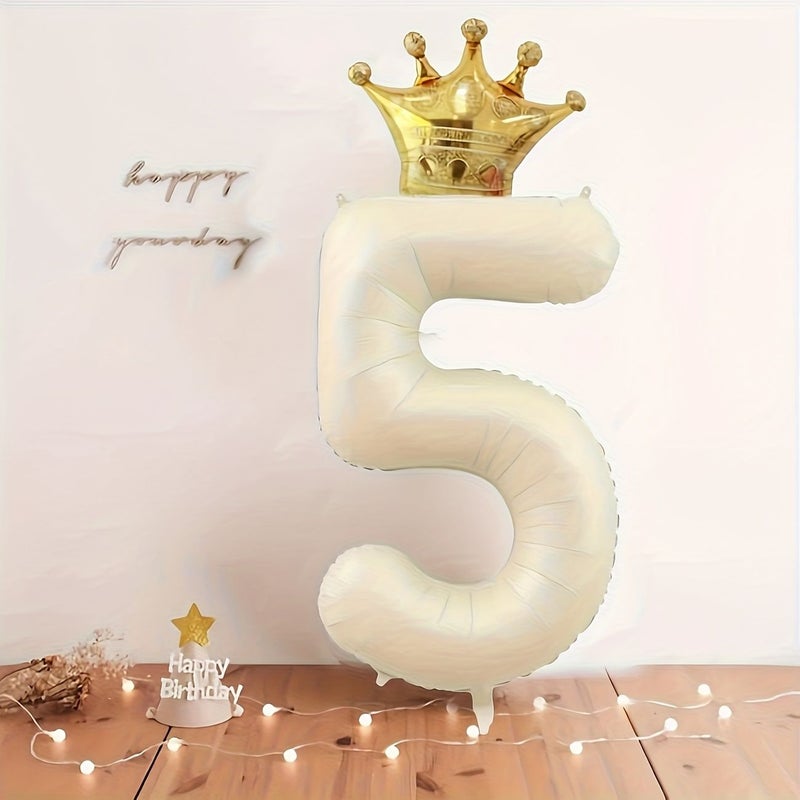 2 Pcs 7 Crown Birthday Number Balloon Set Anniversary Party Decor Photo Prop Foil - Image 2