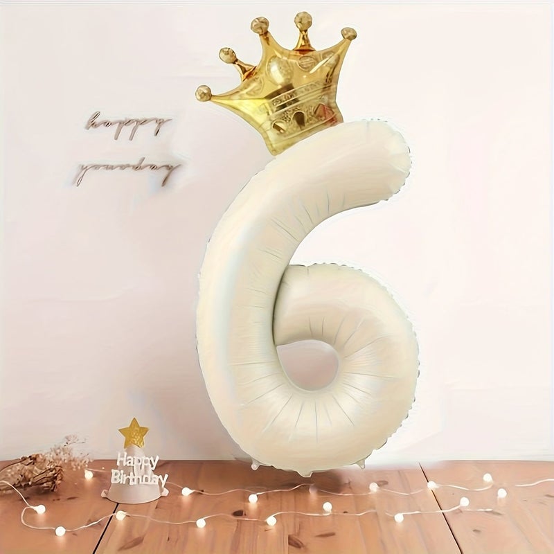 2 Pcs 7 Crown Birthday Number Balloon Set Anniversary Party Decor Photo Prop Foil - Image 5