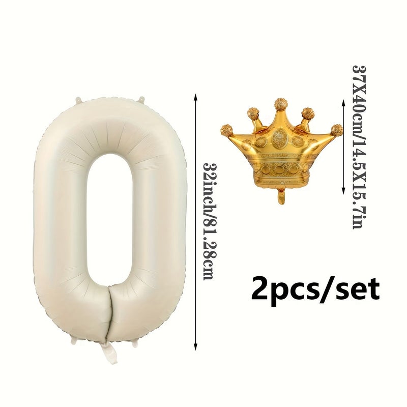 2 Pcs 7 Crown Birthday Number Balloon Set Anniversary Party Decor Photo Prop Foil - Image 3