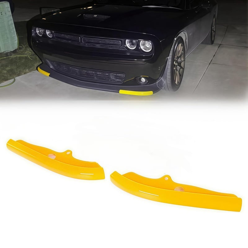 SOSEGA Front Bumper Lip Splitter Protector Cover Replacement Part for 20152023 Dodge Challenger Scat Pack RT GT SRT Not for PlusWidebody 2pcsSet Yellow