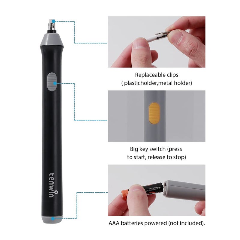 Tihoo Electric Eraser, Battery Operated Eraser Kit with 22pcs Additional Replaceable Rubbers for Artists, Automatic Portable Pencil Eraser for Sketching Pencils/Drafting/Drawing/Graphite Pencils - Image 3